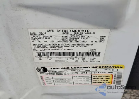 2013 Ford F150 Supercrew из США, поврежденный, VIN 1FTEW1CM1DKD12685